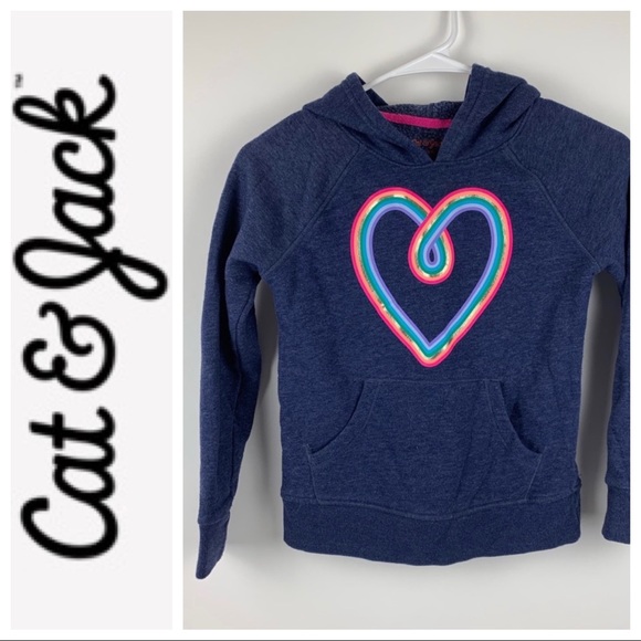 Cat & Jack Other - Cat and Jack Blue Girls Hoodie Rainbow Heart M